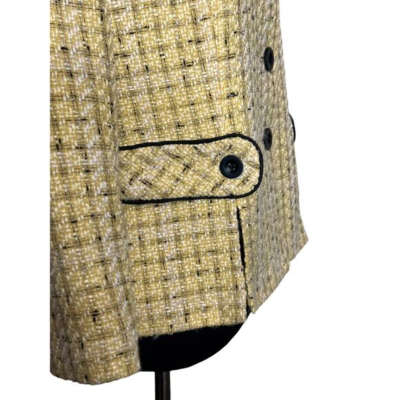 DB Collection yellow 3/4 sleeves woven plaid three button blazer size 8 - Picture 9 of 11